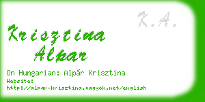krisztina alpar business card