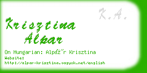 krisztina alpar business card